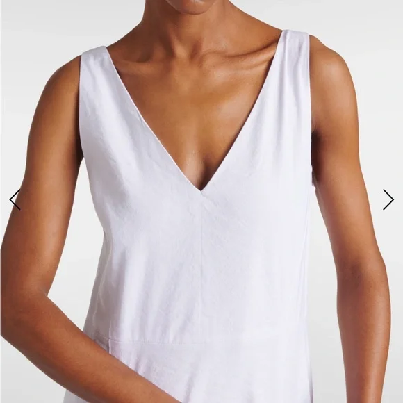 VINCE Linen Blend A-line Dress White Midi Size Small - Picture 5 of 10